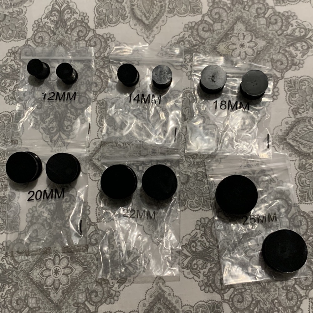 Black Flat top Silicone ear gauges/plugs for stretched ears.